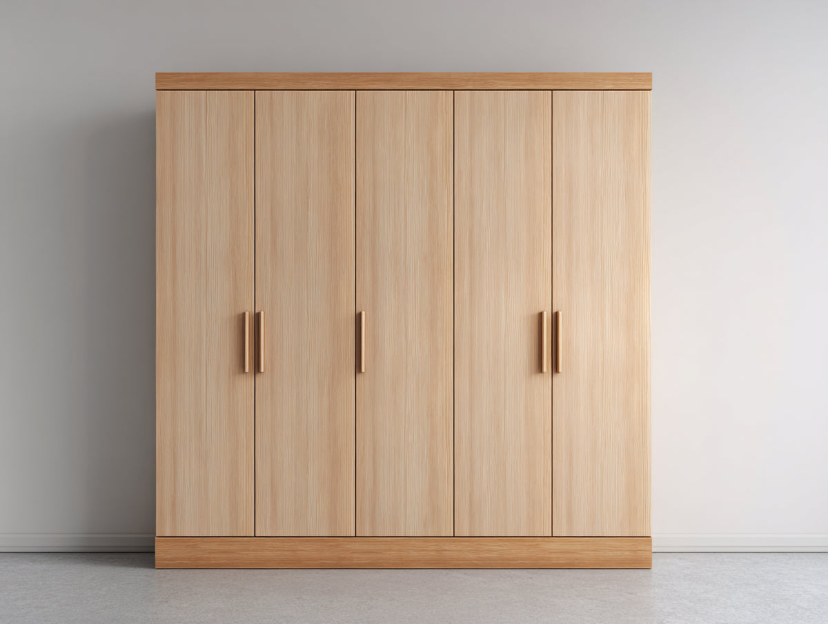 Armoire - Panneaux de bois - 212 x 57 x 198 cm - Bois naturel - Style moderne minimaliste