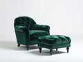 Fauteuil - Velours-Bois - 90 x 87 x 98 cm - Vert foncé-Bois foncé - Style classique capitonné