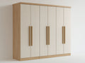 Armoire - Panneaux de bois - 216 x 59 x 204 cm - Blanc cassé-Bois naturel - Style contemporain