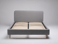 Lit double - Tissu-Bois - 210 x 168 x 113 cm - Gris-Bois naturel - Style moderne