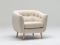 Fauteuil - Tissu-Bois - 91 x 86 x 84 cm - Beige clair-Bois naturel - Style contemporain