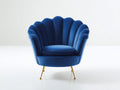 Fauteuil - Velours-Métal - 88 x 82 x 94 cm - Bleu royal-Doré - Style Art déco
