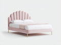 Lit double - Velours - 215 x 176 x 127 cm - Rose poudré - Style moderne
