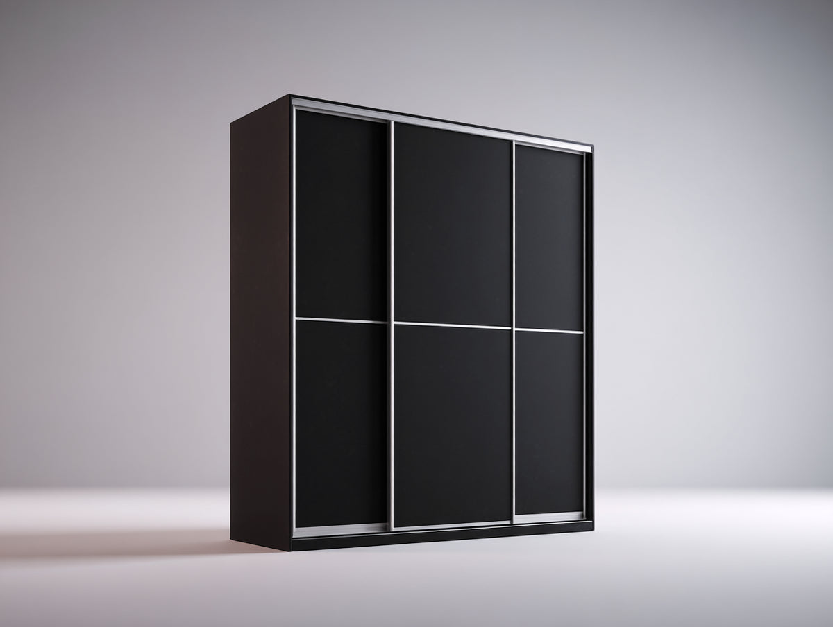 Armoire - Panneaux de bois - 158 x 61 x 196 cm - Noir - Style moderne industriel