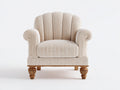 Fauteuil - Tissu-Bois - 92 x 88 x 101 cm - Beige-Bois naturel - Style classique