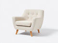 Fauteuil - Tissu-Bois - 84 x 82 x 91 cm - Écru-Bois naturel - Style moderne