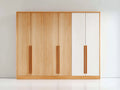 Armoire - Panneaux de bois - 222 x 60 x 200 cm - Bois naturel-Blanc - Style moderne