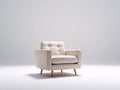 Fauteuil - Tissu-Bois - 81 x 78 x 86 cm - Écru-Bois naturel - Style rétro moderne