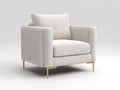 Fauteuil - Tissu-Métal - 88 x 85 x 89 cm - Écru-Doré - Style moderne