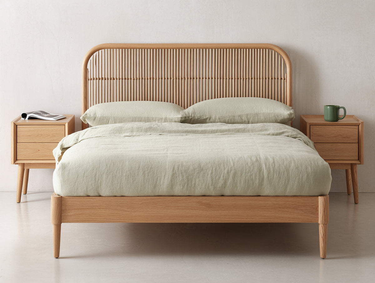 Lit double - Bois - 211 x 174 x 116 cm - Bois clair - Style scandinave
