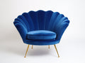 Fauteuil - Velours-Métal - 95 x 86 x 91 cm - Bleu royal-Doré - Style Art déco