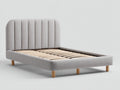 Lit double - Tissu-Bois - 213 x 174 x 120 cm - Gris clair-Bois naturel - Style contemporain