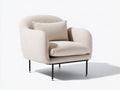 Fauteuil - Tissu bouclé-Métal - 86 x 84 x 82 cm - Écru-Noir - Style moderne
