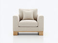 Fauteuil - Tissu-Bois - 88 x 84 x 90 cm - Écru-Bois naturel - Style moderne