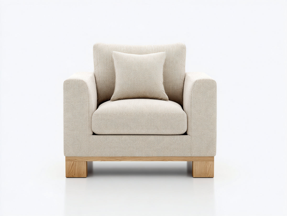 Fauteuil - Tissu-Bois - 88 x 84 x 90 cm - Écru-Bois naturel - Style moderne