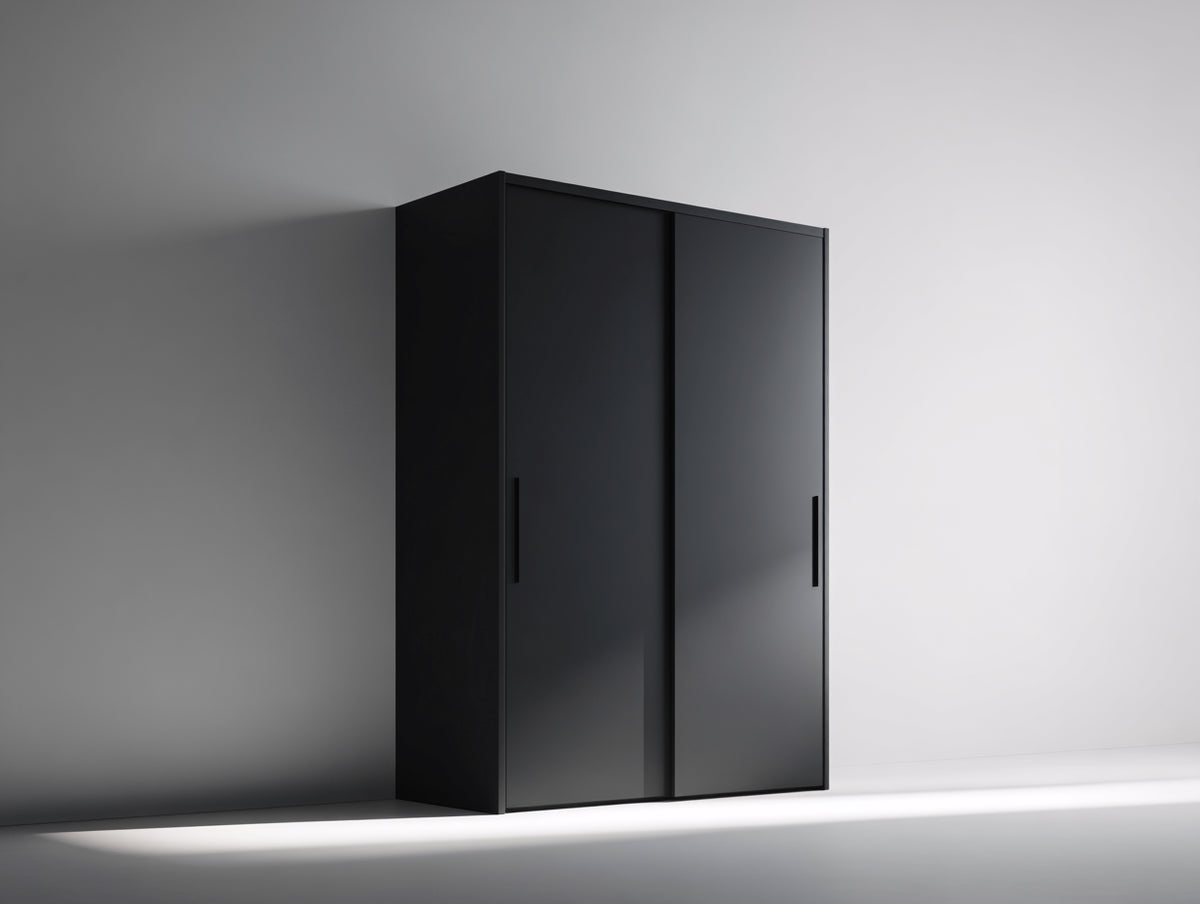 Armoire - Panneaux de bois - 112 x 58 x 198 cm - Noir - Style contemporain