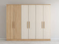 Armoire - Panneaux de bois - 228 x 58 x 202 cm - Bois naturel-Blanc cassé - Style moderne minimaliste