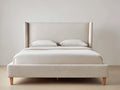 Lit double - Tissu - 214 x 171 x 122 cm - Beige clair - Style moderne