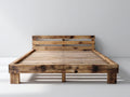 Lit double - Bois - 219 x 186 x 101 cm - Bois brun naturel - Style rustique